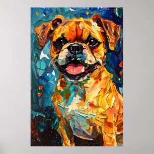 Cute Whimsical Boxer Puppy  Poster