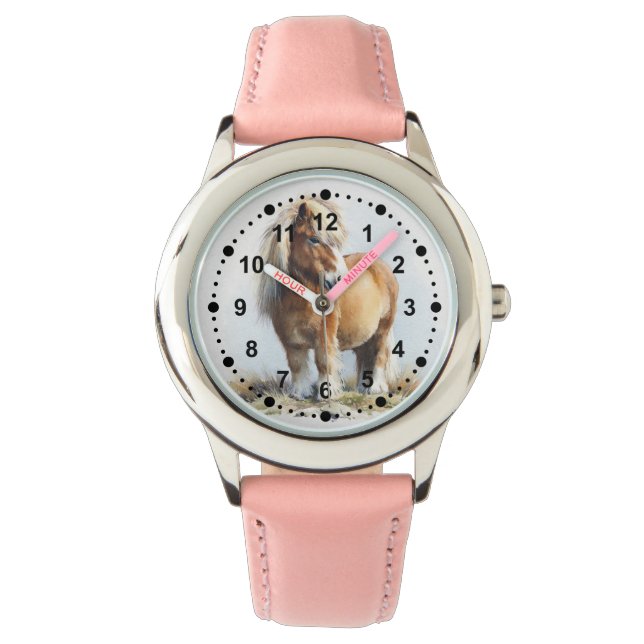 Cute Whimsical Brown Pony Horse Kids Watch (Front)