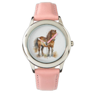 Cute Whimsical Brown Pony Horse Kids Watch
