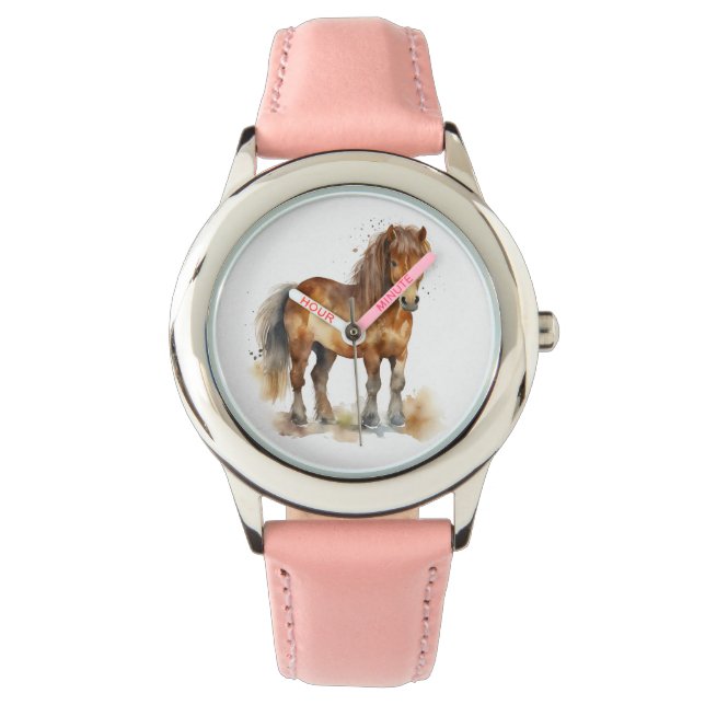 Cute Whimsical Brown Pony Horse Kids Watch (Front)