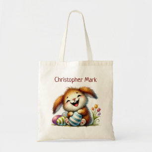 Cute Whimsical Bunny Rabbit Easter Egg Hunt Tote Bag