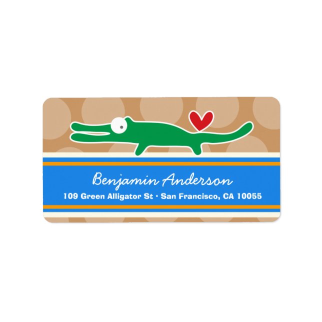 Cute Whimsical Cartoon Alligator Address Labels (Front)