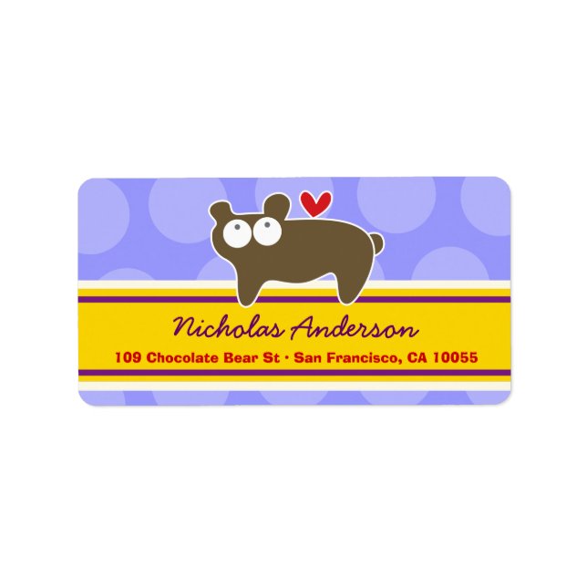 Cute Whimsical Cartoon Bear Address Labels (Front)