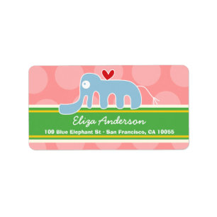 Cute Whimsical Cartoon Elephant Address Labels