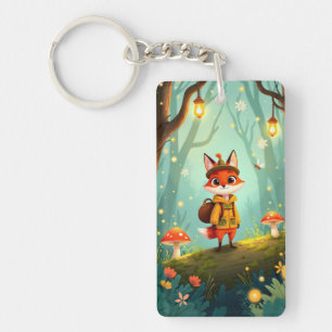 Cute Whimsical Cartoon Fox Key Ring