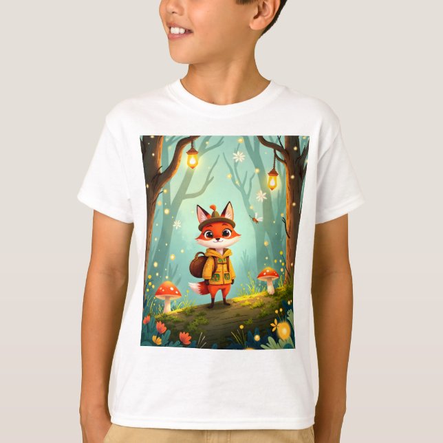 Cute Whimsical Cartoon Fox T-Shirt (Front)
