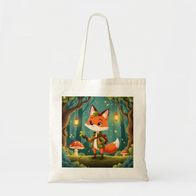 Cute Whimsical Cartoon Fox Tote Bag (Front)
