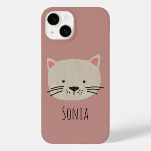 Cute Whimsical Cat Face Case-Mate iPhone 14 Case