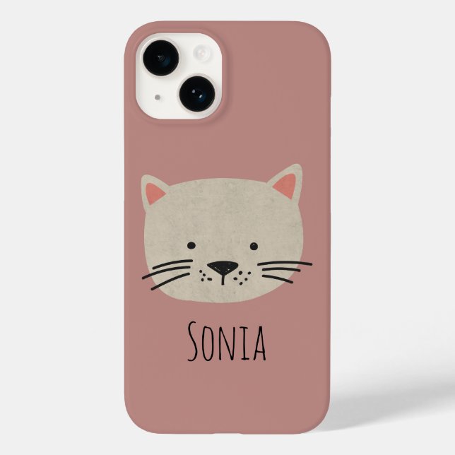 Cute Whimsical Cat Face Case-Mate iPhone Case (Back)