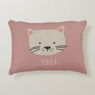 Cute Whimsical Cat Face Decorative Cushion