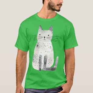 Cute Whimsical Cat Illustration Adorable Animal Ar T-Shirt