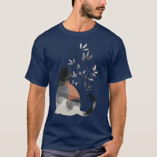 Cute Whimsical Cat Illustration Adorable Animal Ar T-Shirt