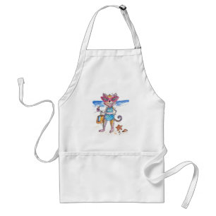 Cute Whimsical Cat on the Beach Standard Apron