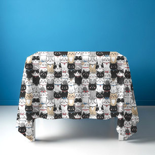 Cute Whimsical Cat Pattern Tablecloth