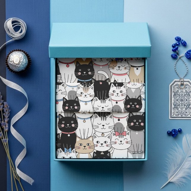 Cute Whimsical Cat Pattern Tissue Paper (Creator Uploaded)