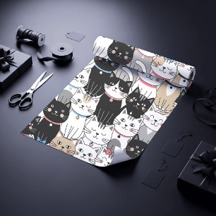 Cute Whimsical Cat Pattern Wrapping Paper