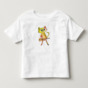 Cute Whimsical Cat Playing Guitar Toddler T-Shirt