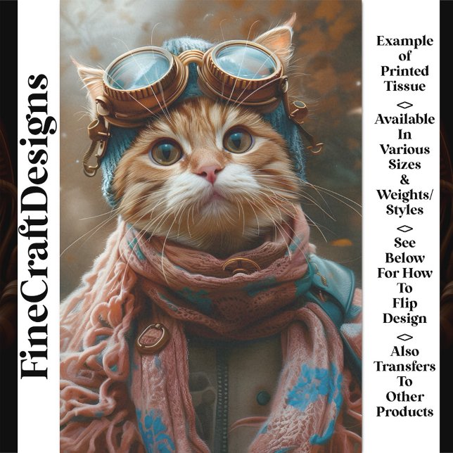 Cute Whimsical Cat Steampunk Goggles AY2 Decoupage Tissue Paper (Creator Uploaded)