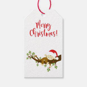 Cute Whimsical Christmas Baby Monkey Gift Tags