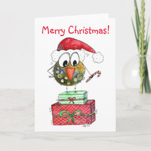 Cute Whimsical Christmas Bird Card