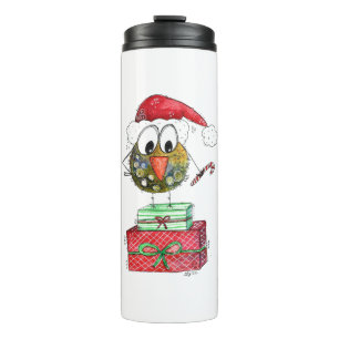 Cute Whimsical Christmas Bird Thermal Tumbler