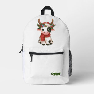 cute/whimsical Christmas cow Printed Backpack