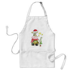 Cute Whimsical Christmas Cow Standard Apron
