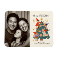 Cute Whimsical Christmas Elves and Tree Family