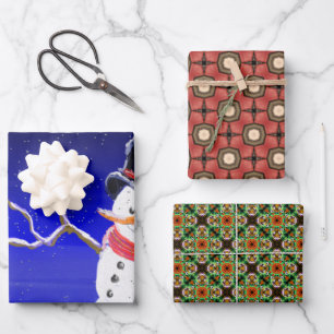 Cute Whimsical Christmas Holiday Wrap Wrapping Paper Sheet