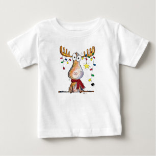Cute Whimsical Christmas Moose Baby T-Shirt