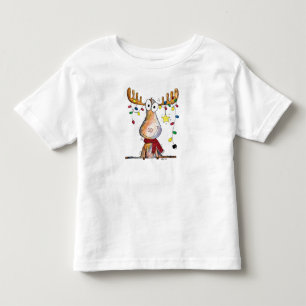Cute Whimsical Christmas Moose Toddler T-Shirt