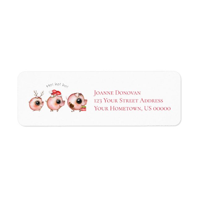 Cute Whimsical Christmas Pigs Big Eyes (Front)