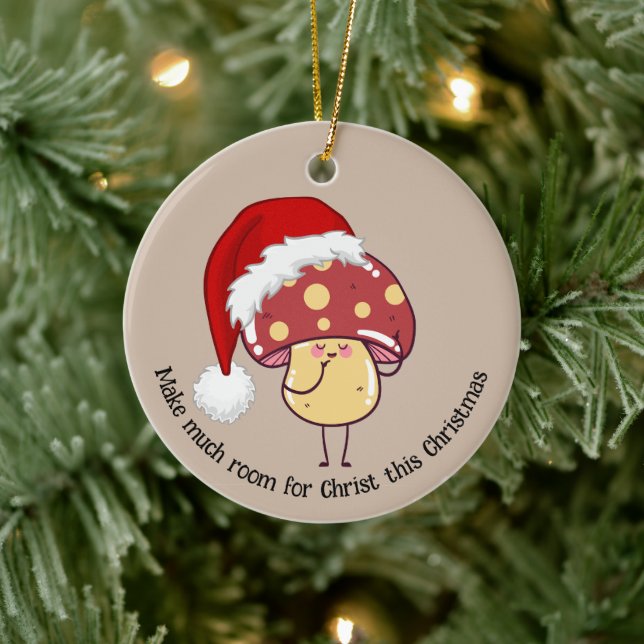 Cute Whimsical Christmas Santa Mushroom Ceramic Tree Decoration (Tree)