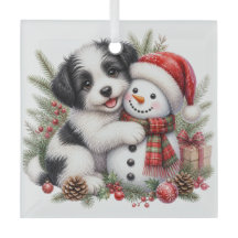 CUTE WHIMSICAL CHRISTMAS THEMED PUPPY DOG