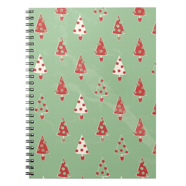 Cute Whimsical Christmas Tree Pattern Notebook (Front)