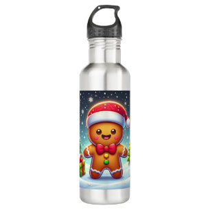 Cute Whimsical Christmas/winter gingerbread man 710 Ml Water Bottle