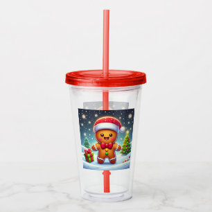Cute Whimsical Christmas/winter gingerbread man Acrylic Tumbler