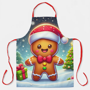 Cute Whimsical Christmas/winter gingerbread man Apron
