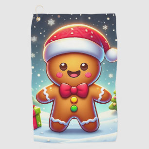 Cute Whimsical Christmas/winter gingerbread man Golf Towel