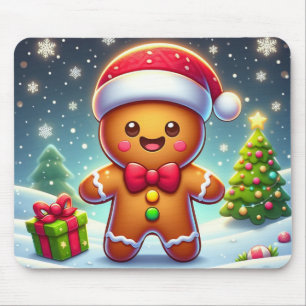 Cute Whimsical Christmas/winter gingerbread man Mouse Mat