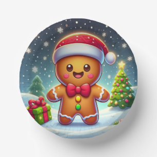 Cute Whimsical Christmas/winter gingerbread man Paper Plate