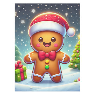 Cute Whimsical Christmas/winter gingerbread man Tablecloth