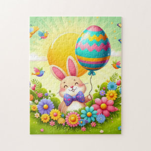 Cute, whimsical & colorful Easter bunny Jigsaw Puzzle