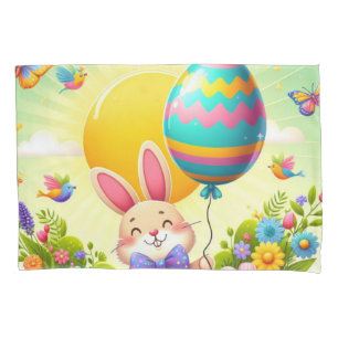 Cute, whimsical & colorful Easter bunny Pillowcase