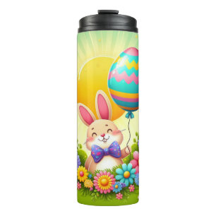 Cute, whimsical & colorful Easter bunny Thermal Tumbler