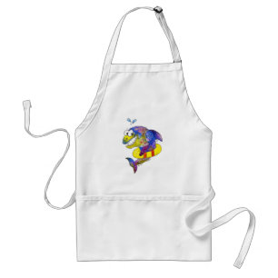 Cute Whimsical Colorful Shark in Float Standard Apron