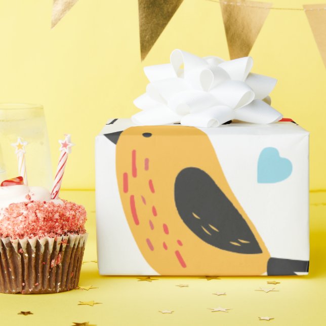 Cute Whimsical Colourful Birds Pattern Wrapping  Paper (Birthday Party)