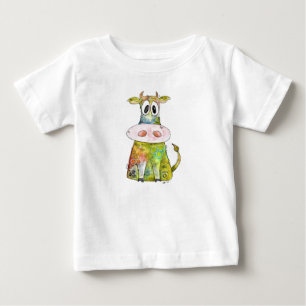 Cute Whimsical Colourful Cow Baby T-Shirt