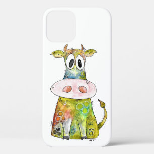 Cute Whimsical Colourful Cow iPhone 12 Case