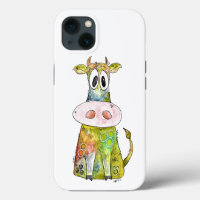 Cute Whimsical Colourful Cow